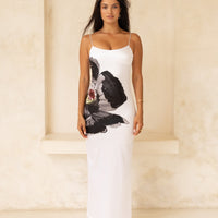 Garden Grace Satin Maxi Dress / Gofun(White)