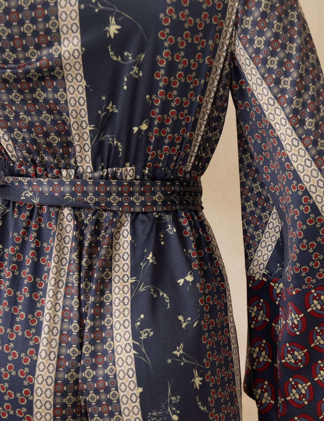 Oriental Silky Kimono Culotte Dress / 濃藍(navy)