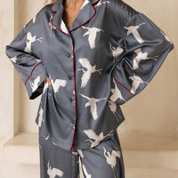 Chic Comfort Satin Pajama Shirt / 薄墨(gray)