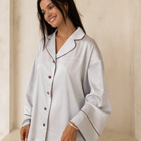 Chic Comfort Satin Pajama Shirt / Jun(greige)