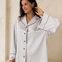 Chic Comfort Satin Pajama Shirt / Jun(greige)