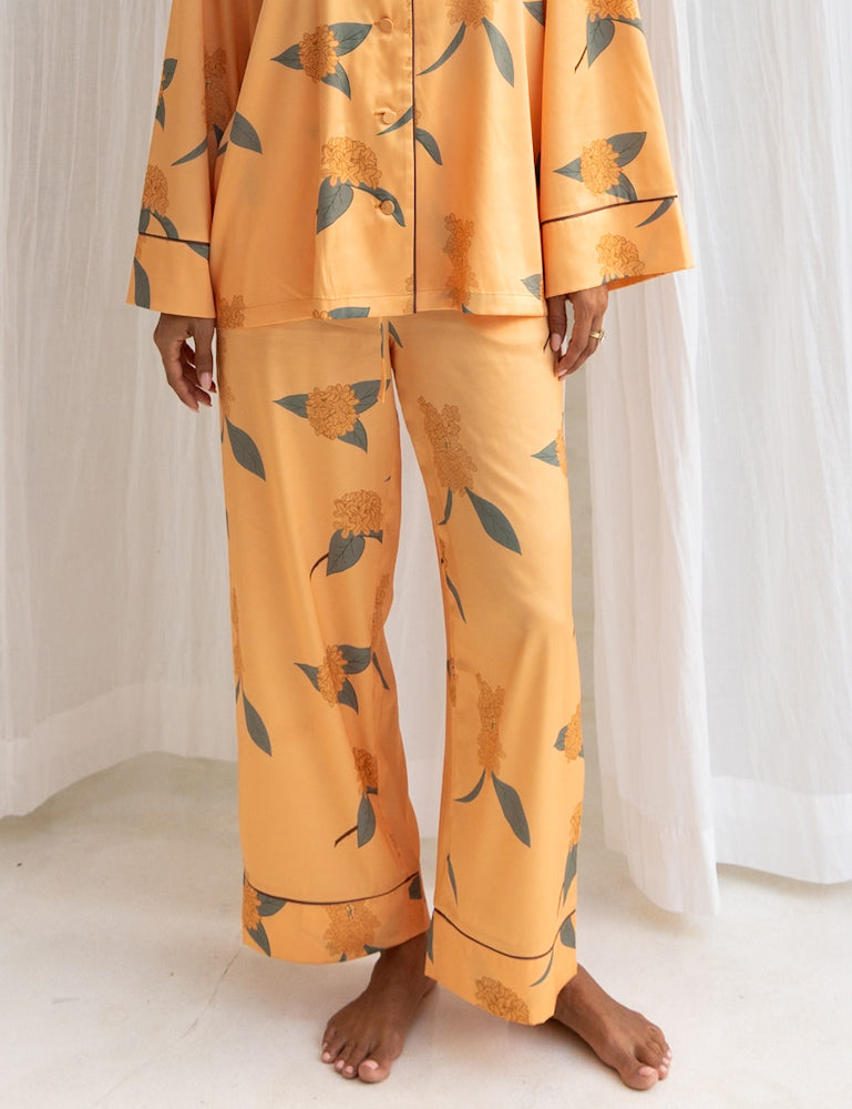 Chic Comfort Satin Pajama Pants / 琥珀(orange)