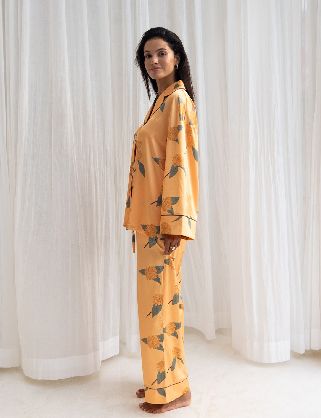 Chic Comfort Satin Pajama Pants / 琥珀(orange)