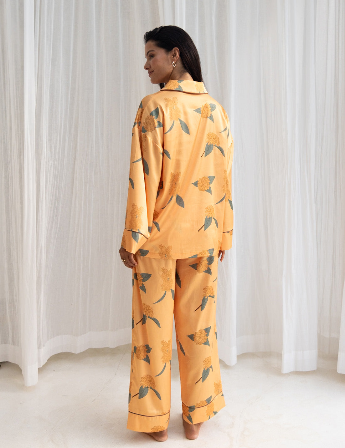 Chic Comfort Satin Pajama Pants / 琥珀(orange)