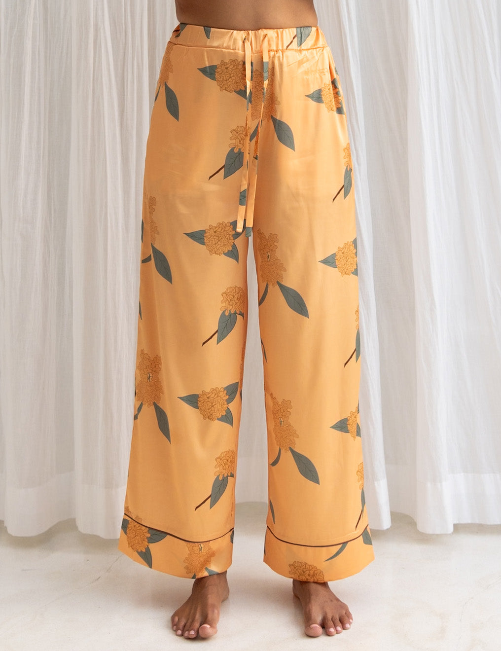 Chic Comfort Satin Pajama Pants / 琥珀(orange)