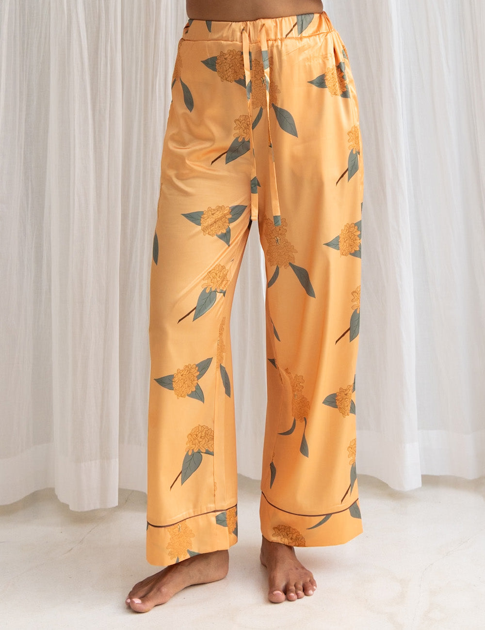 Chic Comfort Satin Pajama Pants / 琥珀(orange)