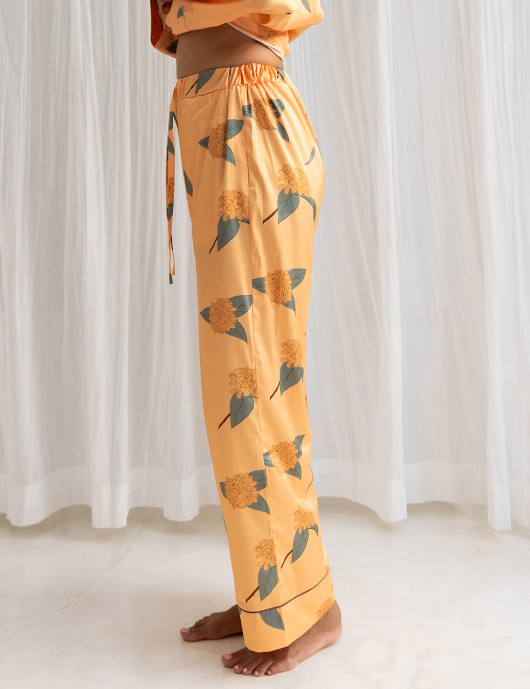 Chic Comfort Satin Pajama Pants / 琥珀(orange)