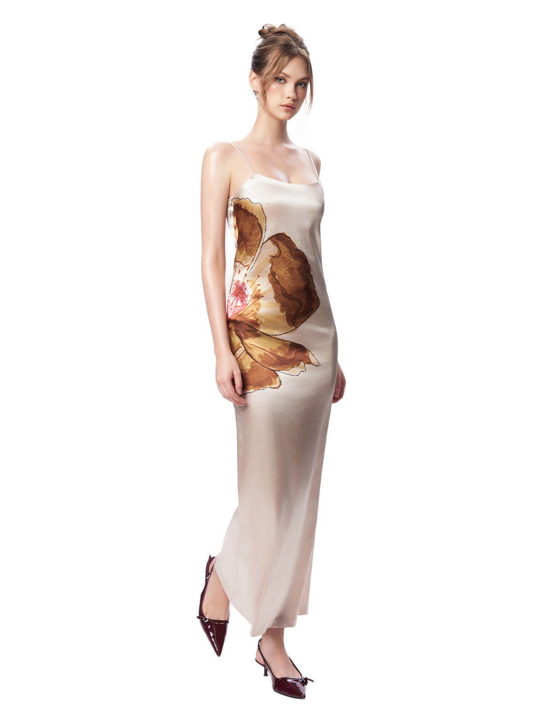 【x DAPHALE】Garden Grace Satin Maxi Dress