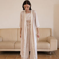 classic georgette satin robe / 亜麻(beige)