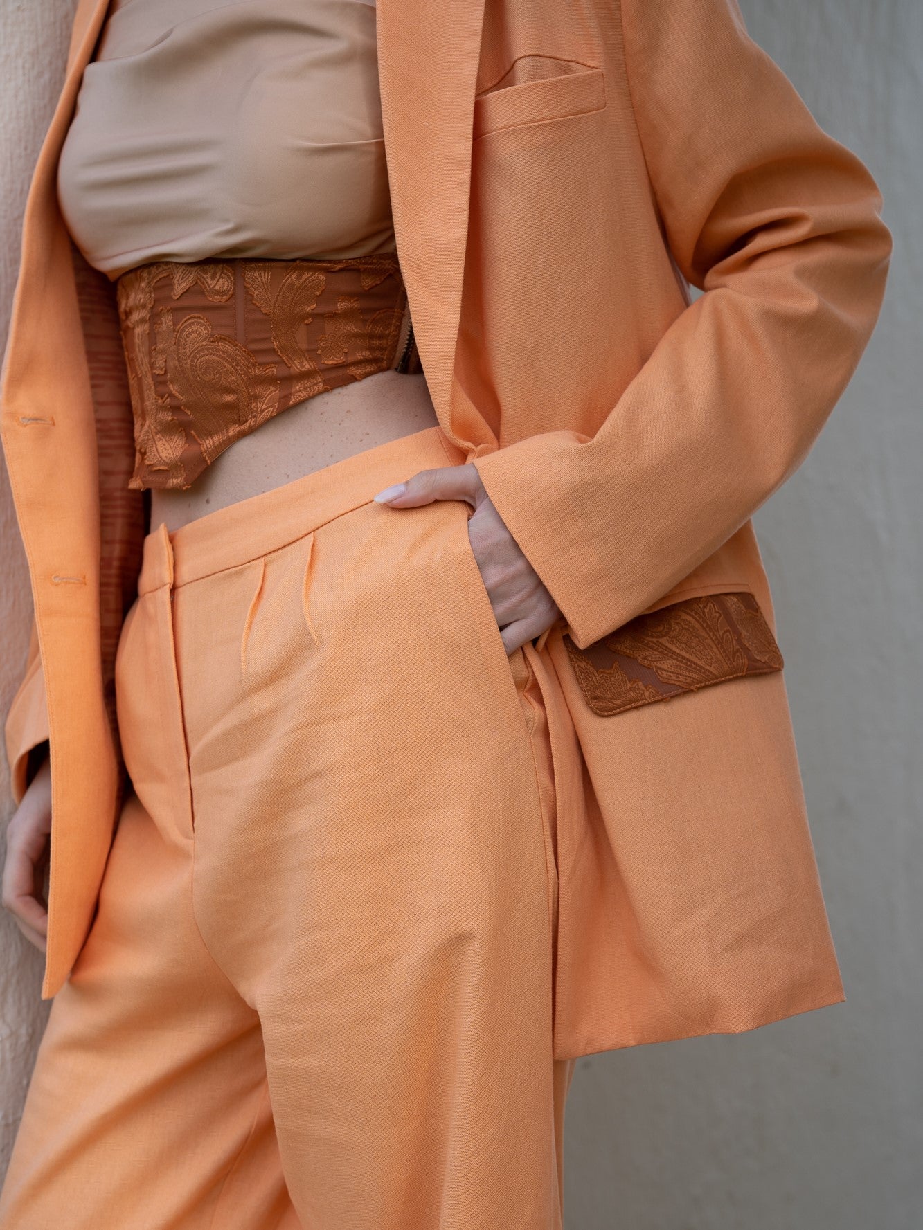 oriental linen jacket / 琥珀(orange)