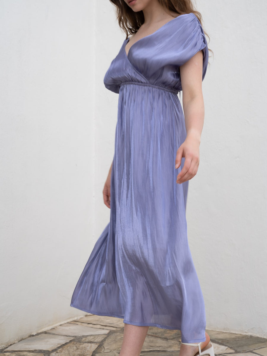 three way cache-coeur satin dress / 藤紫(purple) – AMATERASJAPAN