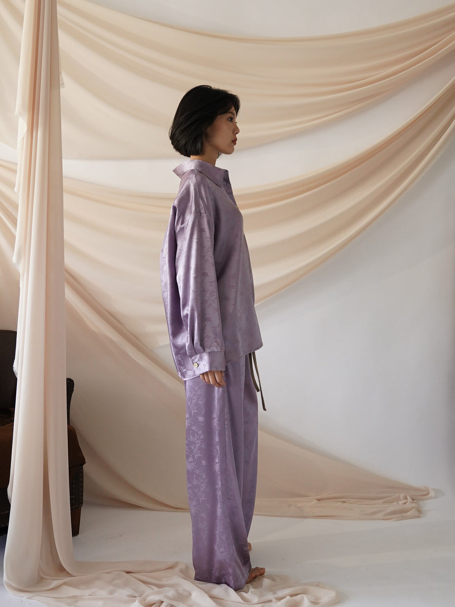 wagara jacquard satin shirt / 紅藤(purple)