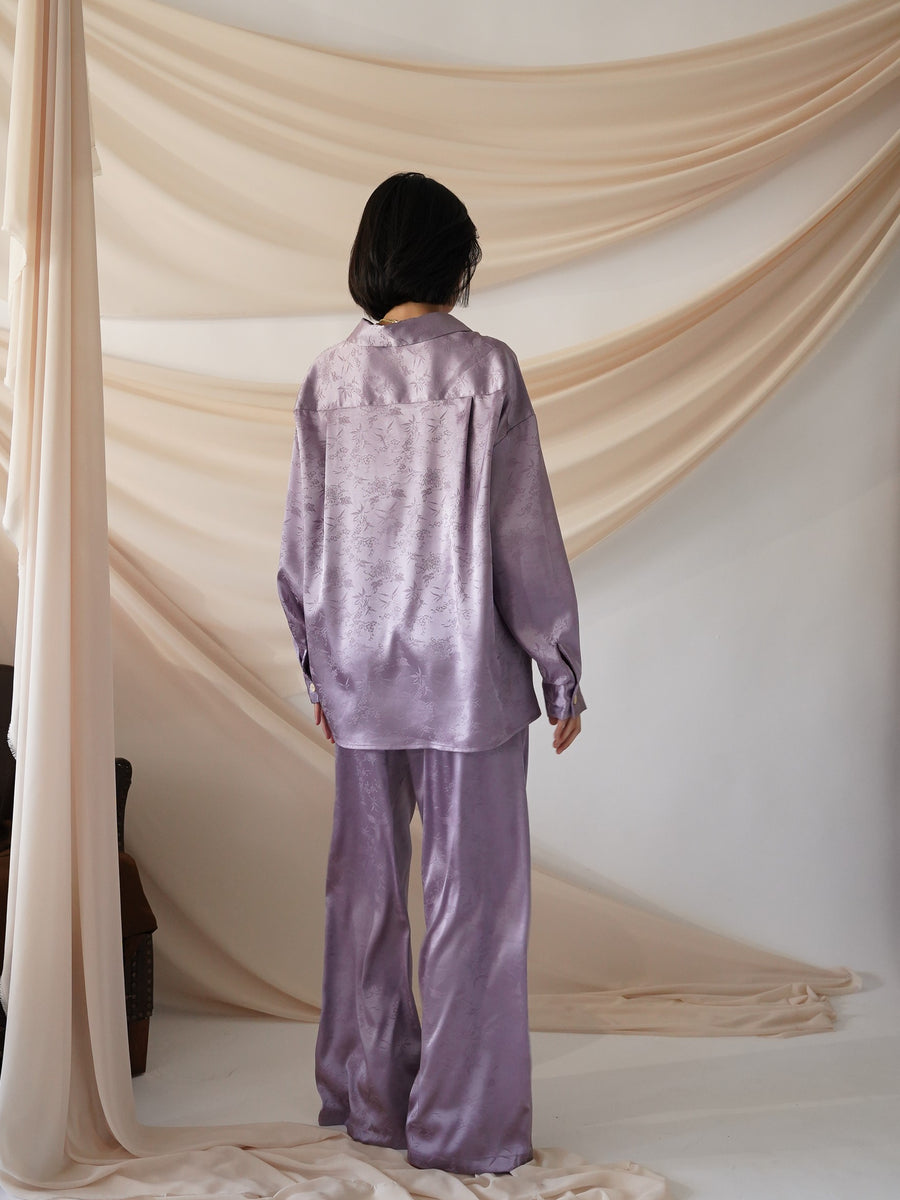 wagara jacquard satin shirt / 紅藤(purple)