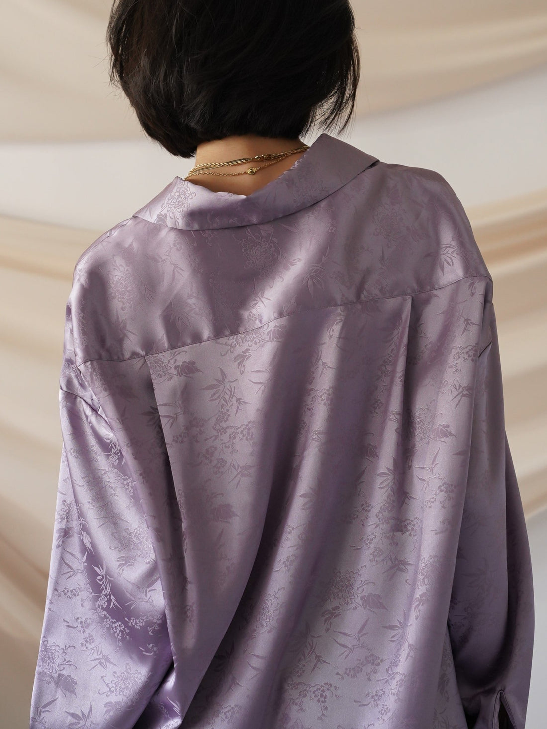 wagara jacquard satin shirt / 紅藤(purple)