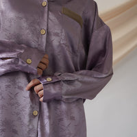 wagara jacquard satin shirt / 紅藤(purple)