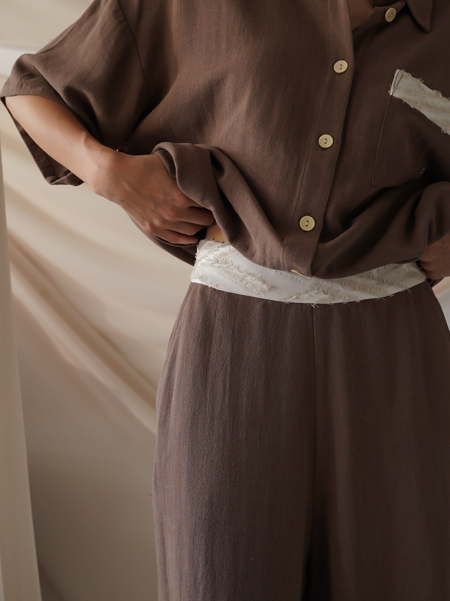 soft linen wide pants / 枯茶(brown)