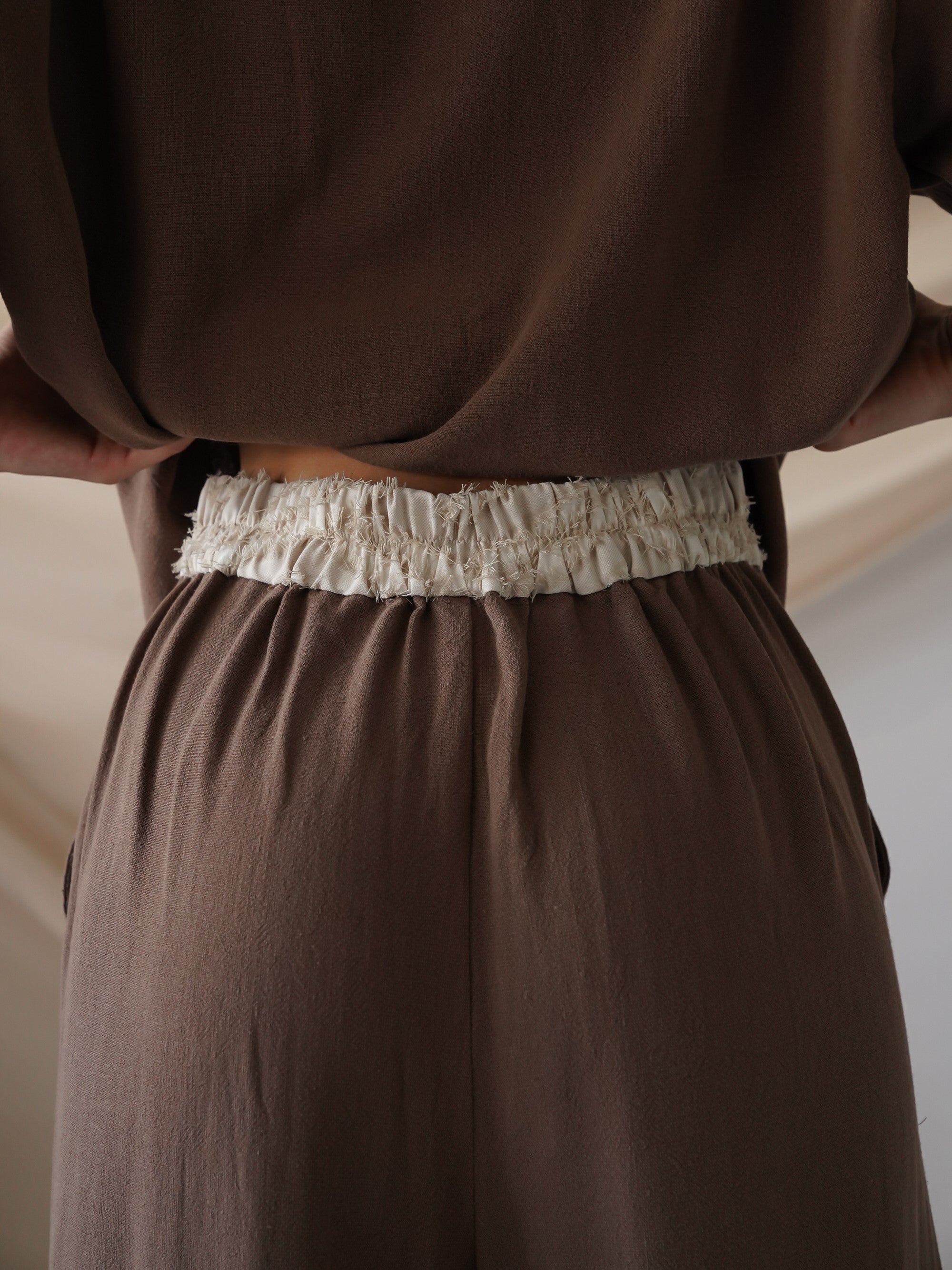 soft linen wide pants / 枯茶(brown)