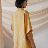 soft linen loose sleeve shirt / Hanaba(yellow)