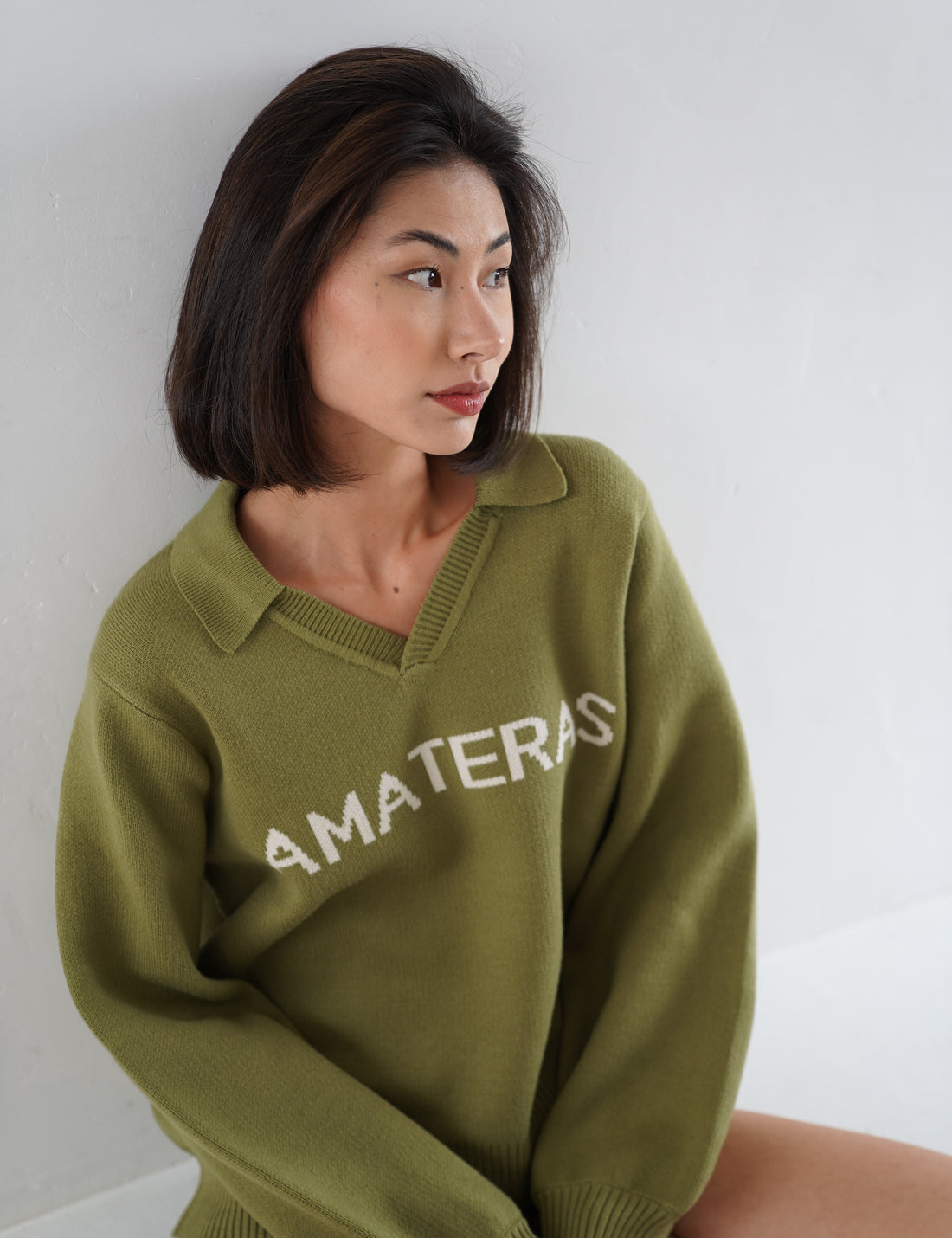 Rich Taupe Collared Sweater / Matsuba (Khaki)