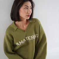 Rich Taupe Collared Sweater / Matsuba (Khaki)