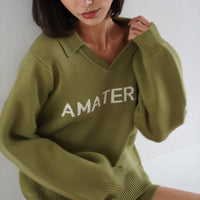 Rich Taupe Collared Sweater / Matsuba (Khaki)