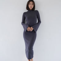 Opulent High Neck Knitted Dress / 濃藍(navy)