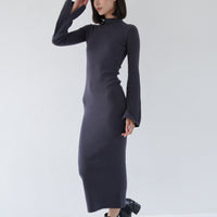 Opulent High Neck Knitted Dress / 濃藍(navy)