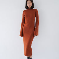 Opulent High Neck Knitted Dress / 琥珀(orange)