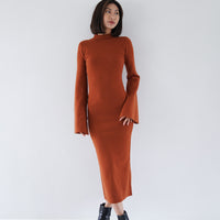 Opulent High Neck Knitted Dress / 琥珀(orange)