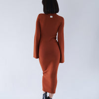 Opulent High Neck Knitted Dress / 琥珀(orange)