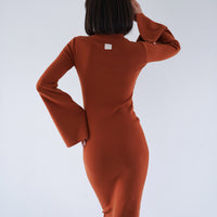 Opulent High Neck Knitted Dress / 琥珀(orange)