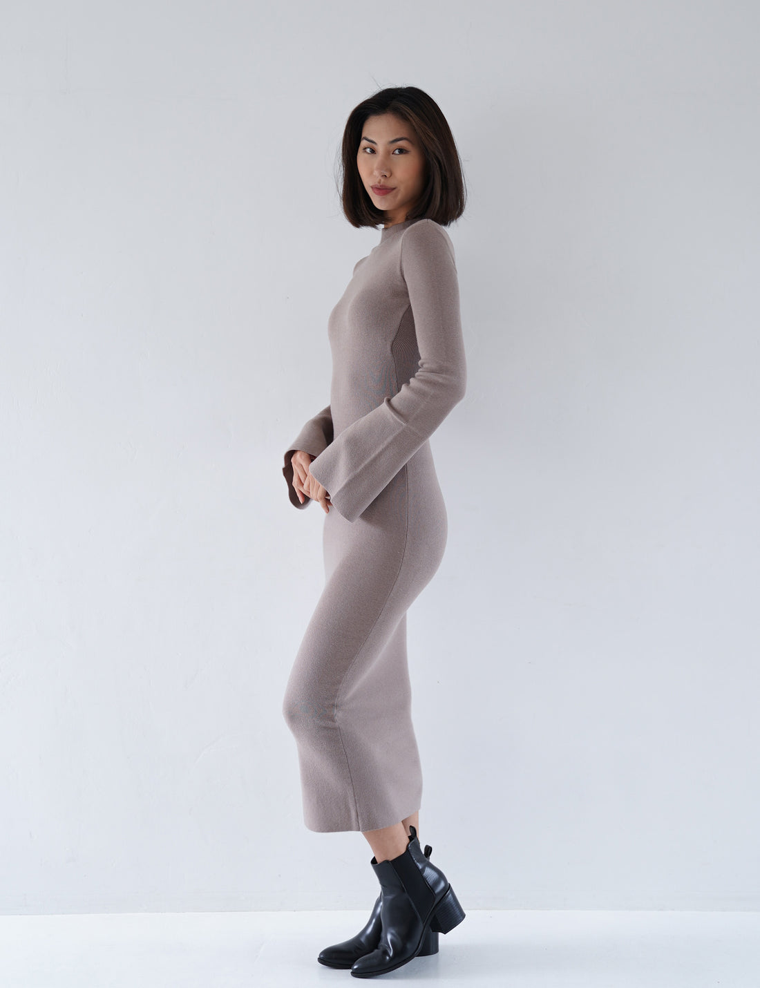 Wear and Go Long Sleeve Maxi Dress / Matsuba (khaki)