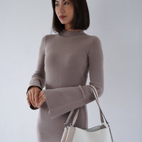 Opulent High Neck Knitted Dress / 薄墨(Gray)