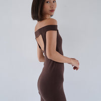 Padded Dawn Strapless Knitted Dress / 枯茶(brown)