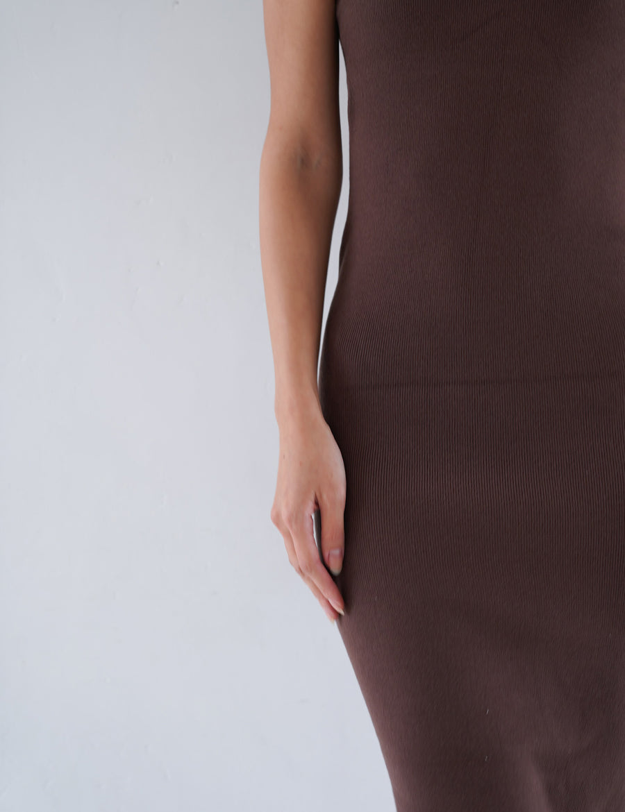 Padded Dawn Strapless Knitted Dress / 枯茶(brown)