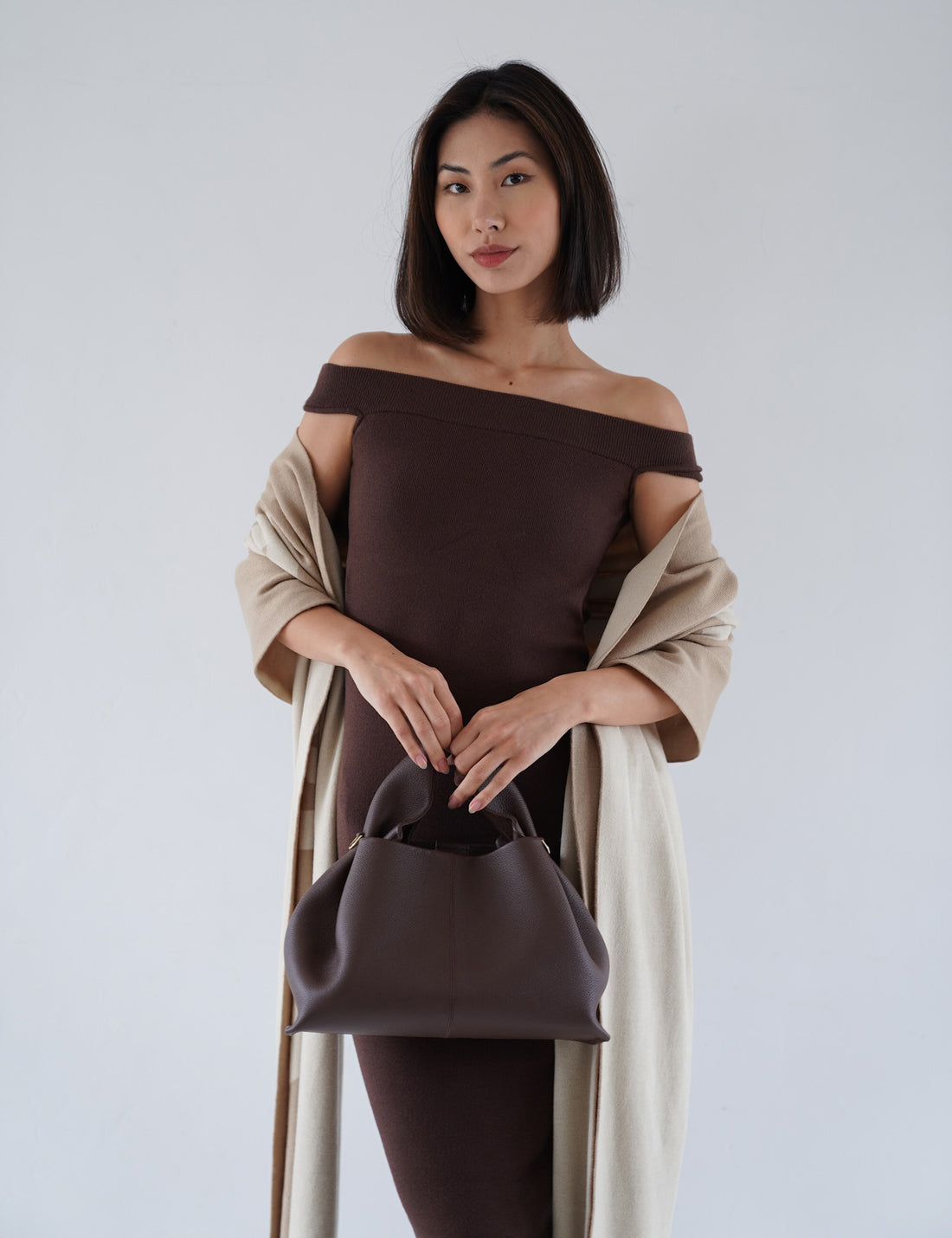 Padded Dawn Strapless Knitted Dress / 枯茶(brown)