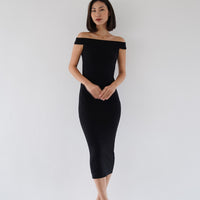 Padded Dawn Strapless Knitted Dress / 墨(black)