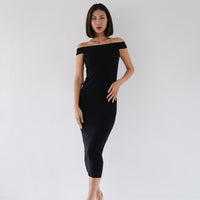 Padded Dawn Strapless Knitted Dress / 墨(black)