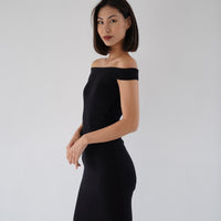 Padded Dawn Strapless Knitted Dress / 墨(black)