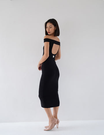 Padded Dawn Strapless Knitted Dress / 墨(black)