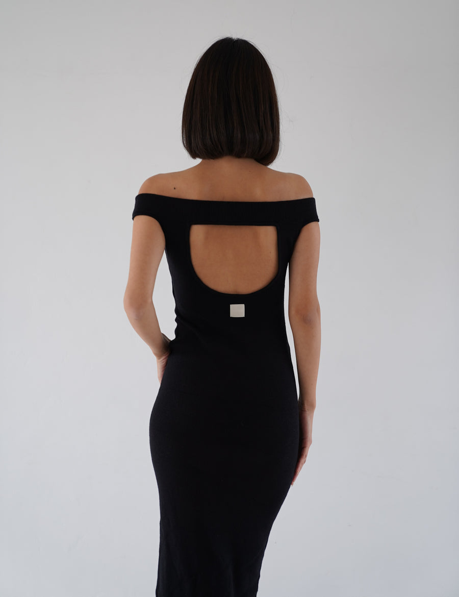 Padded Dawn Strapless Knitted Dress / 墨(black)