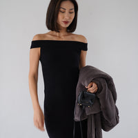 Padded Dawn Strapless Knitted Dress / 墨(black)