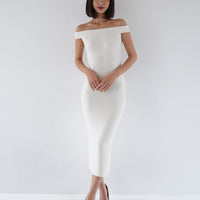 Padded Dawn Strapless Knitted Dress / 白花(ivory)