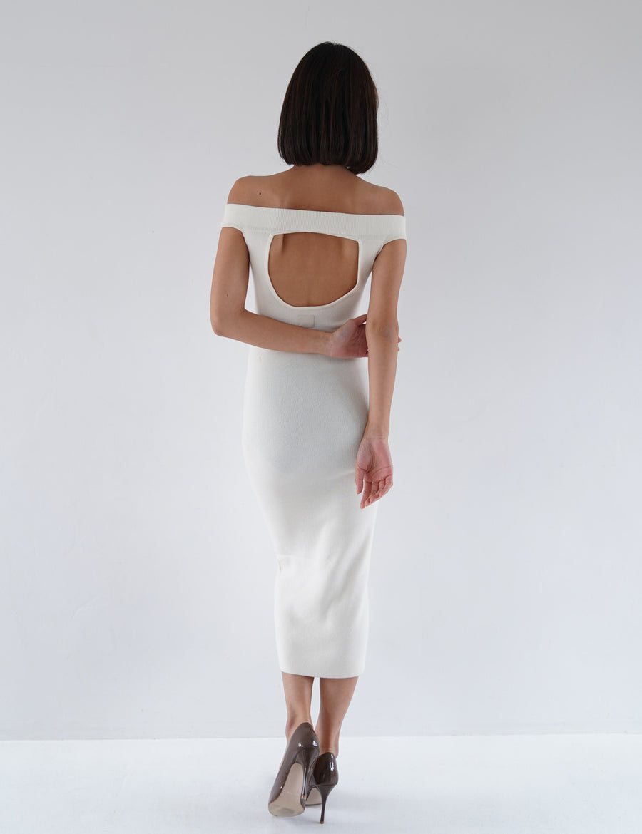 Padded Dawn Strapless Knitted Dress / 白花(ivory)