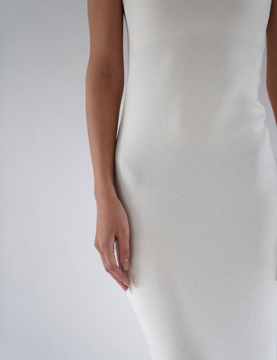 Padded Dawn Strapless Knitted Dress / 白花(ivory)