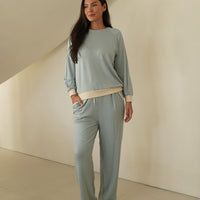 modal silk touch PJ set / 薄花(light blue)