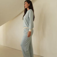 modal silk touch PJ set / 薄花(light blue)