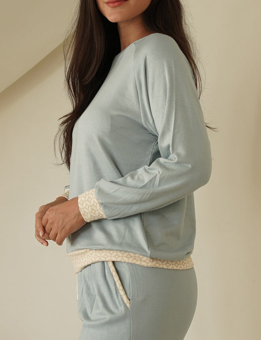 modal silk touch PJ set / 薄花(light blue)