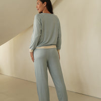 modal silk touch PJ set / 薄花(light blue)