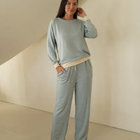 modal silk touch PJ set / 薄花(light blue)